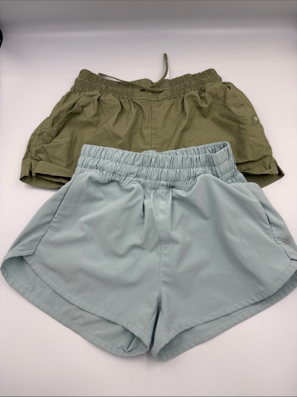 Athleta Olive Green & Sage Green Active Shorts Set